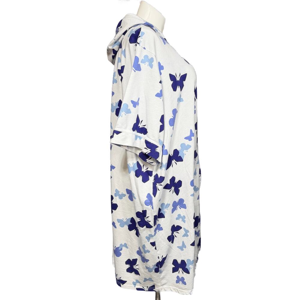 Dreams Co Womens Lightweight Robe Full Zip Hooded Half Sleeve Butterfly Print 5X - Picture 3 of 8